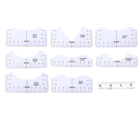 9Pcs T-Shirt Alignment Tool Acrylic Ruler Guide Set for Vinyl Placement Centering Designs for Adult Youth Toddler Infant (10.2 x 5.1 Inches / 26 x 13 cm)