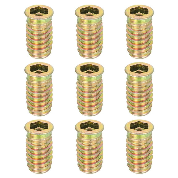 9Pcs Threaded Inserts Nuts, M10x30mm Hex Socket Drive Nut Inserts for Wood