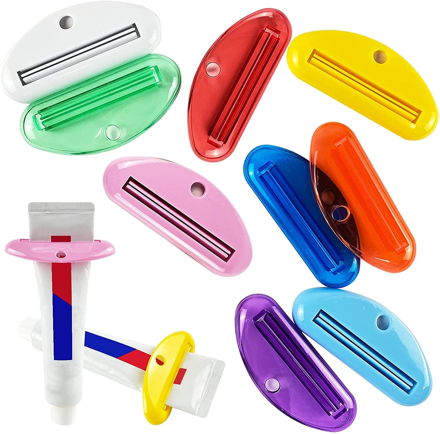 9Pcs Toothpaste Squeezer Toothpaste Dispenser, Plastic Tube Squeezer Toothpaste Clips Bathroom Accessories for Saving Toothpaste