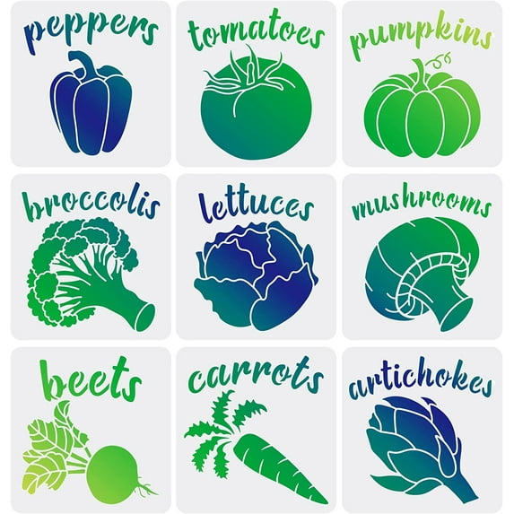 9 Pcs Vegetable Plant Label Word Set Reusable Stencils