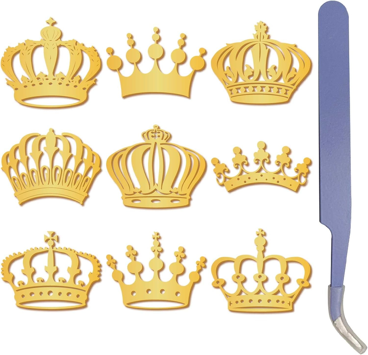 9Pcs Vintage Queen Gold Metal Stickers 1.5 x 1.5in Decal with Tweezer ...