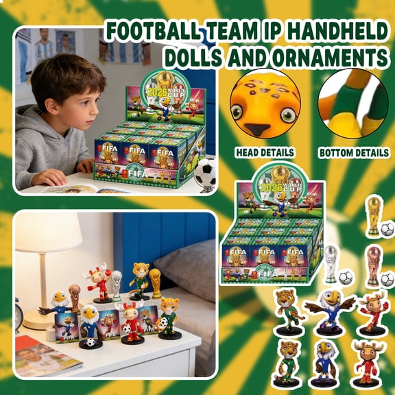 9Pcs World Cup 2026 Team Mascot Mystery Box Mini Figure Collection, Adorable and Detailed Miniature Figurines for Fans and Collectors
