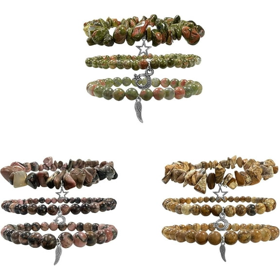 9Pcs beaded bracelets 4mm-8mm natural stones Boho stackable stretchy stone bracelets,Healing Jewelry for women,friendship bracelet，Enhance the charm and reduce anxiety
