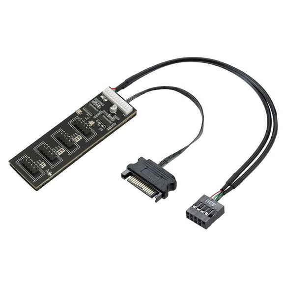 9Pin USB Header Splitter with Power Cable, Internal USB Hub Extension USB 2.0 Splitter Connector for Motherboard