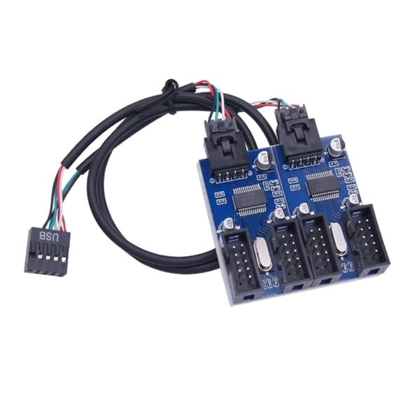 9Pin USB Splitter USB Motherboard Header Extension Connector, Multiple Port Splitter for Enhanced Computer Functionality