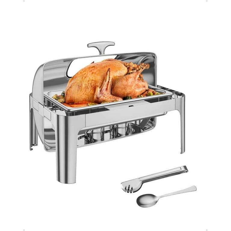 9QT Rectangular Roll Top Chafing Dish Buffet Set,Stainless Steel