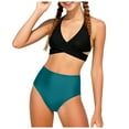 thumbnail image 1 of 9T 10T Bathing Suits For Girls Girl Swimsuits Bikini Set Solid Color V-Neck Two Piece Bathing Suit, 1 of 9