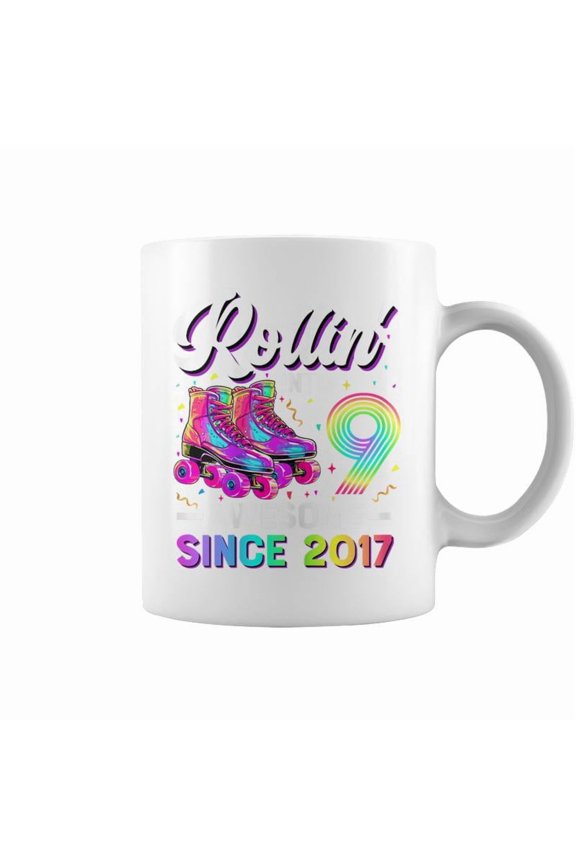 9Th Birthday Girl Nine 9 Year Old Roller Skate Skating Coffee Mugs