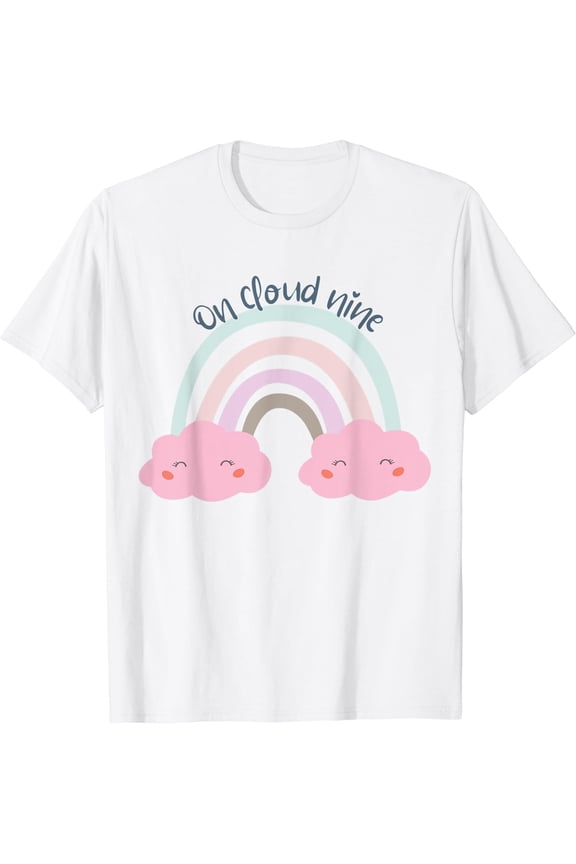 9Th Birthday Girl Rainbow On Cloud Nine T-Shirt Vintage T-Shirt