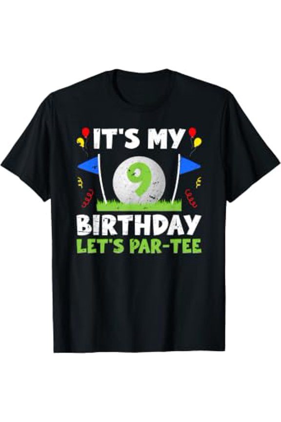 9Th Birthday Party Golf Boy Nine Year Old Golfer T-Shirt