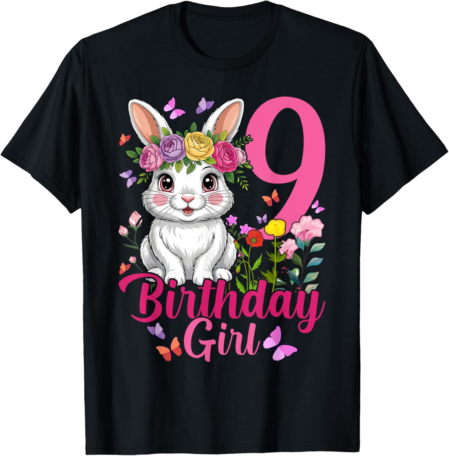 9Th Birthday Rabbit Bunny Nine Finally 9 Birthday Bunny T-Shirt All ...