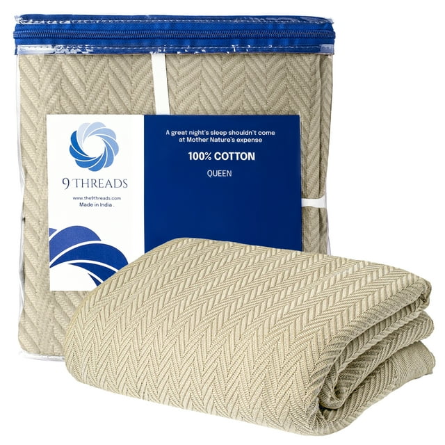 9Threads Luxury Cotton Blankets for King Size Bed AllSeason 100
