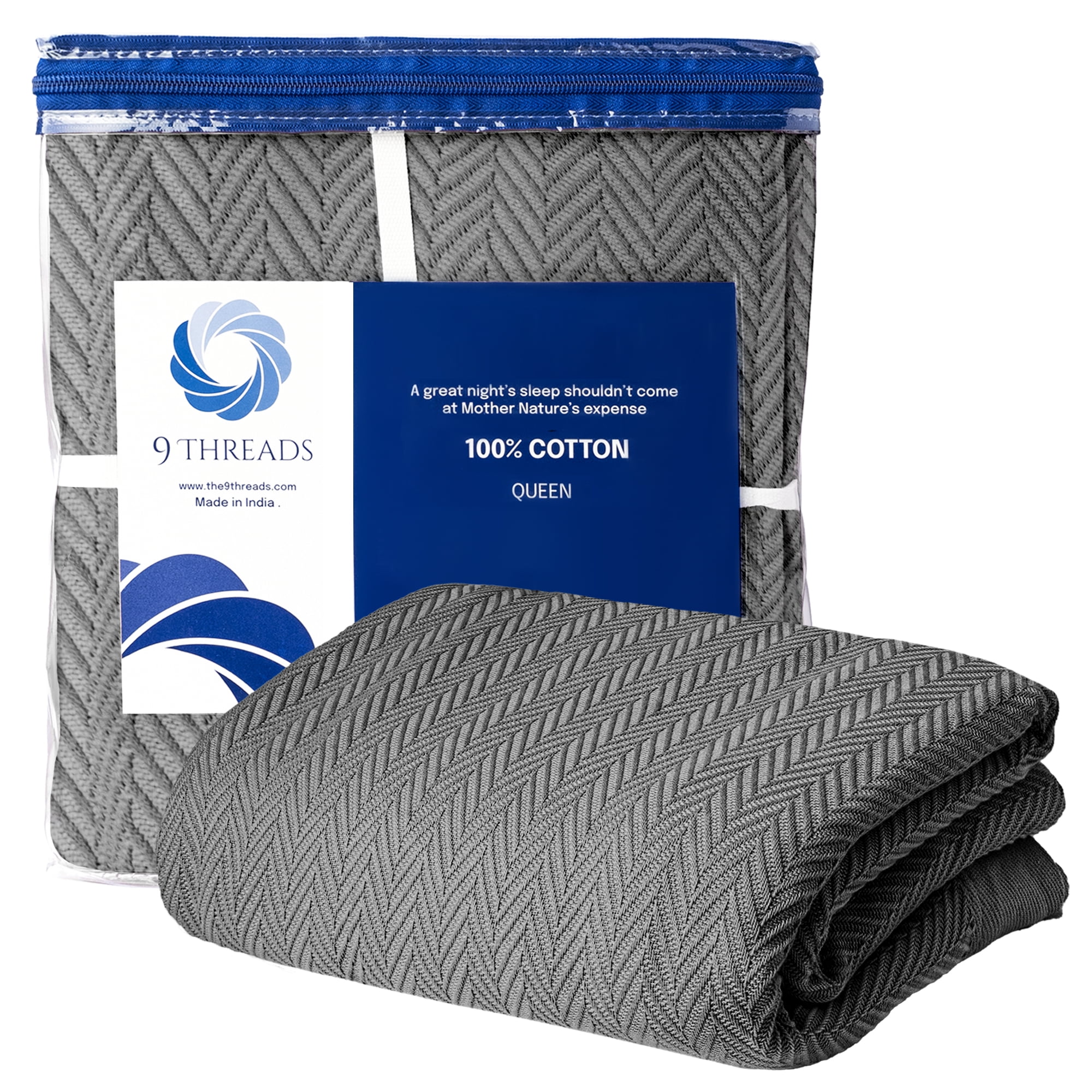 9Threads Luxury Cotton Blankets for King Size Bed AllSeason 100