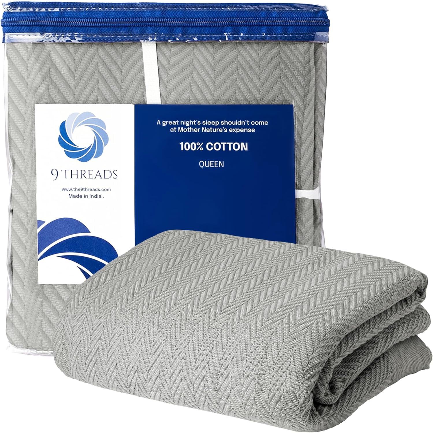 9Threads Luxury Cotton Blankets for Queen Size Bed AllSeason 100