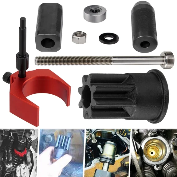 9U-6891 Injector Sleeve Remover Installer Set+9U-7227 Injector Height Tool+J-38587-a Engine Barring Socket for Caterpillar CAT 3406E C-15 C-16 Engines (8 PCS)