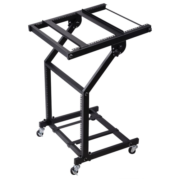 9U DJ Mixer Stand Adjustable Rack Mount Rolling Stage Cart Studio Music Show