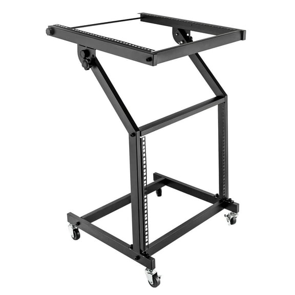 9U Professional DJ Stand 9U Rack Mount Mixer Case Stand Studio Equipment Cart Stage DJ Rolling Black
