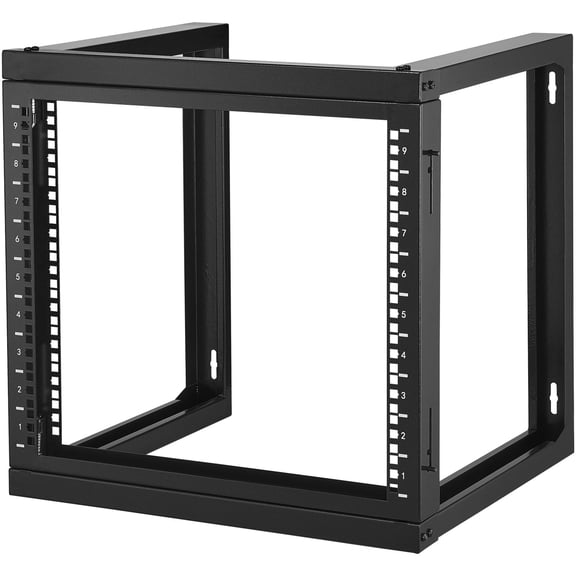 9U Wall Mount Server Rack - 150 lb Capacity Open Frame with Cage Nuts&Screws for 19" AV IT Network Equipment, Black