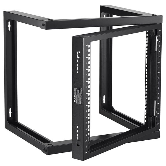 9U Wall Mount Server Rack - 150 lb Capacity Open Frame with Cage Nuts & Screws for 19" AV IT Network Equipment, Black
