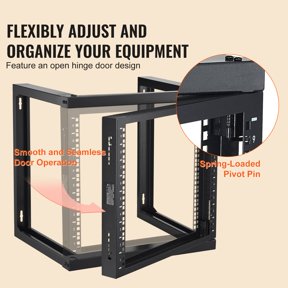 9U Wall Mount Server Rack 150 lbs 68.04 kg Max Load Open Frame Network Rack with Cage Nuts Screws Carbon Steel 20.9 x 17.7 x 20.5 Inches for 19 Inch 482.6 mm AV IT Equipment Black