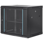 9U Wall Mount Server Rack with Locking Glass Door and Side Panels, 15.5-Inch Depth, Supports 200 lbs for IT and AV Equipment