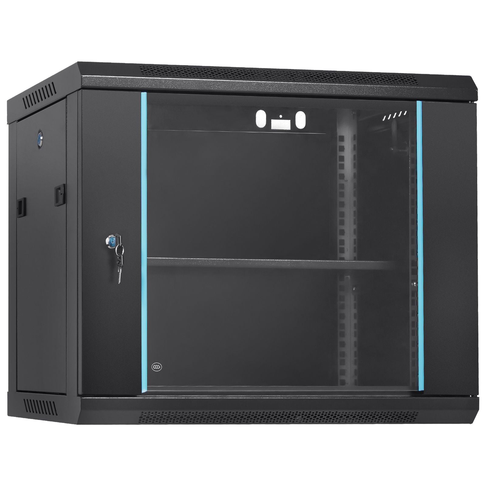 9U Wall Mounted Server Network Cabinet 15.5 Inch Depth Secure Rack ...