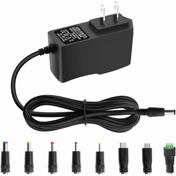 9V 1A Dc Power Supply Adapter Cord Ac 100V-240V 9V1A(4.9Ft), Black