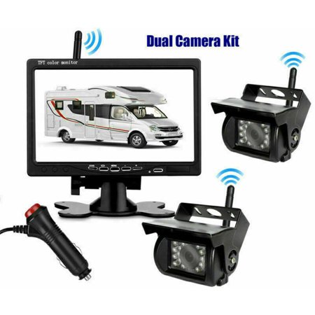 9V - 35V Car Vehicle Rear View Wireless IR Night Vision Backup Camera Waterproof Kit + 7" LCD Monitor Parking Assistance System For Truck / Van / Caravan / Trailers / Camper