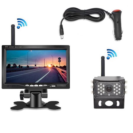 9V - 35V Car Vehicle Rear View Wireless IR Night Vision Backup Camera Waterproof Kit + 7" LCD Monitor Parking Assistance System For Truck / Van / Caravan / Trailers / Camper