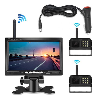 9V - 35V Car Vehicle Rear View Wireless IR Night Vision Backup Camera Waterproof Kit + 7" LCD Monitor Parking Assistance System For Truck / Van / Caravan / Trailers / Camper