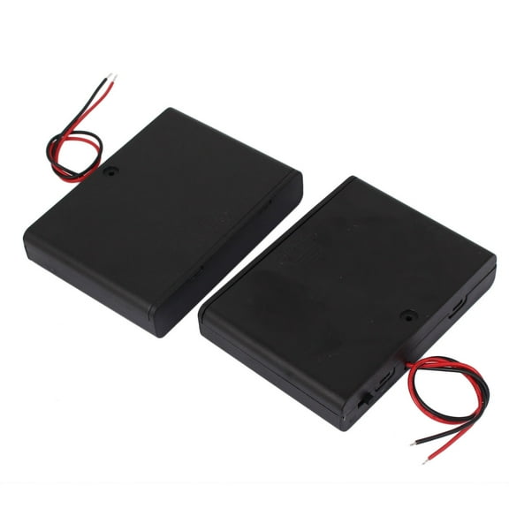 9V 6 x AA Battery Holder On/Off Switch Enclosed Cap Storage Case Wire 2Pcs