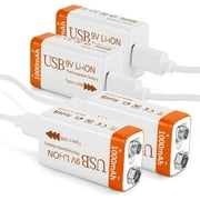 9V Batteries, 9V Rechargeable Batteries 4 Pack Replacement 6F22 9v Battery for Smoke Detector