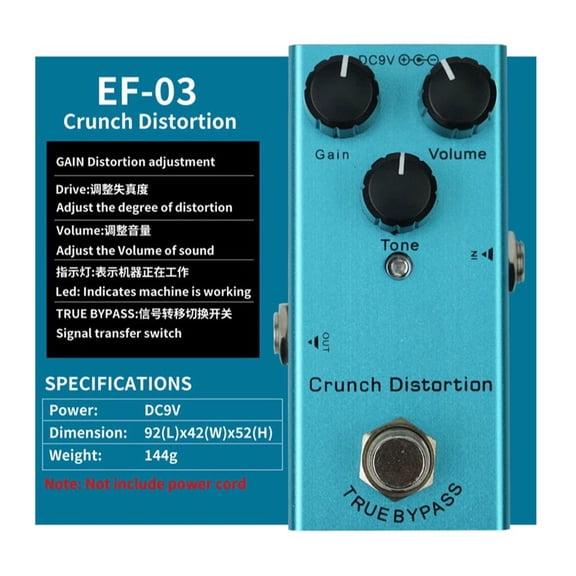 9V Electric Guitar Effect Pedal With 10 Sound Options Small Guitar Effects Pedals for Concert Stage Practice Live Studio