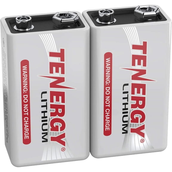 9V Lithium Batteries, 1200mah Non-Recharable 10 Years Shelf Life 9 Volt 2 Pack