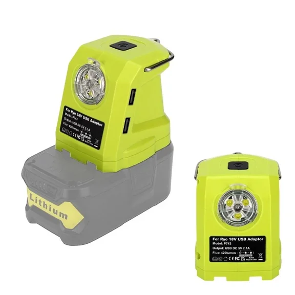 9W LED Work Light For RYOBI 14.4V-18V Li-ion Battery Dual USB Converter Adapter