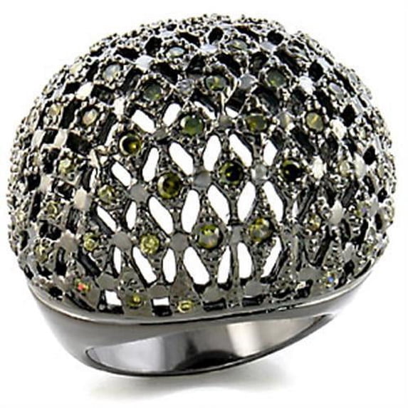 Ring AAA GRD CZ Olivine 9W157 for Women Style Ruthenium