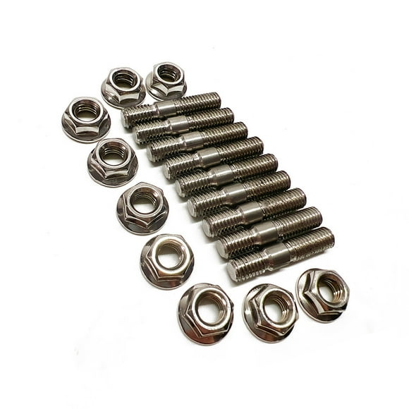 9X Exhaust Manifold Studs Kit (18-Piece) Compatible with Honda/Acura B/D Series Engines Civic Integra B18 V3, Stainless Steel OEM Replacement