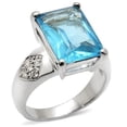 thumbnail image 1 of Rhodium Brass Ring with Synthetic Synthetic Glass in Sea Blue for Women Style 9X012, 1 of 1
