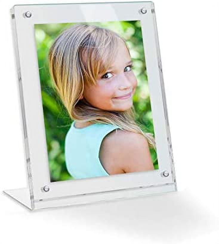 9X12 Acrylic Floating Picture Frame Table Stand With Chrome