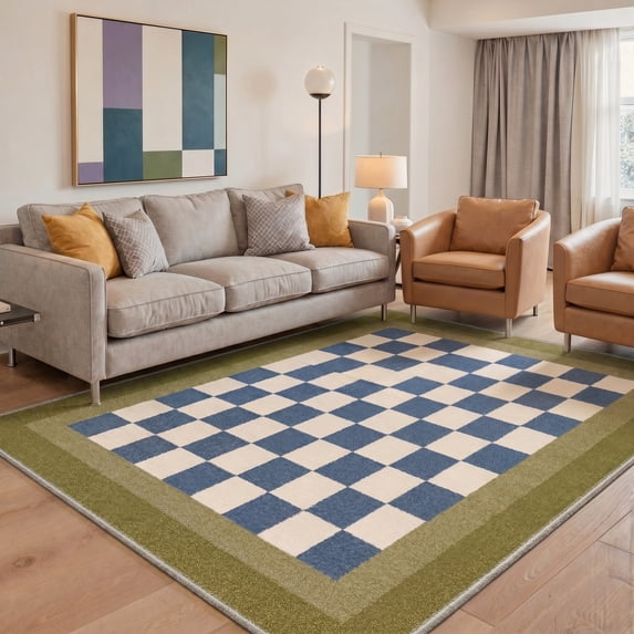 9X12 Area Rugs Machine Washable Rugs for Living Room, Non Slip Throw Rug with Rubber Backing, Rug for Entryway、Bedroom、Kitchen、Floor and Dining Room