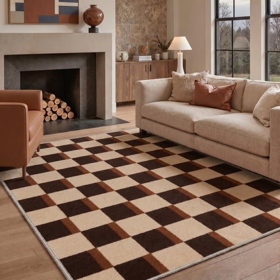 9X12 Area Rugs Machine Washable Rugs for Living Room, Non Slip Throw Rug with Rubber Backing, Rug for Entryway、Bedroom、Kitchen、Floor and Dining Room