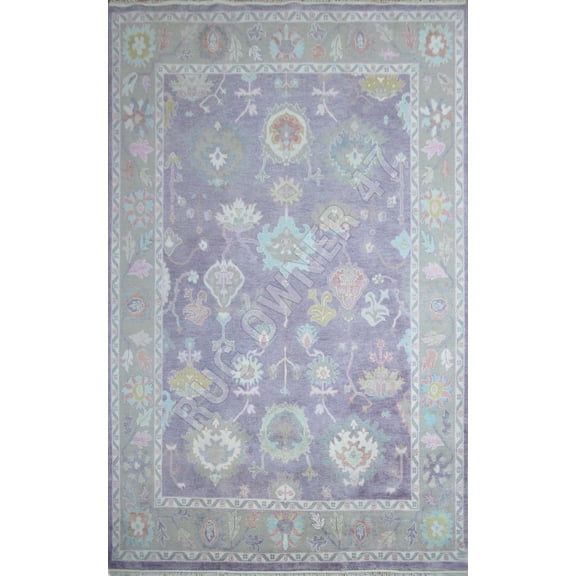 9X12 Colour Full Oushak Area Rug For Home Decoration Handmade Hand-Knotted Purple, Lt Grey, Ivory, M Blue, Wool Area Rug