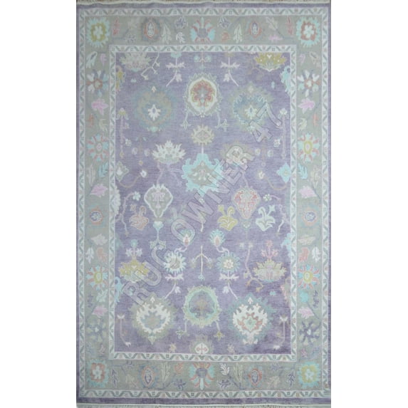 9X12 Colour Full Oushak Area Rug For Home Decoration Handmade Hand-Knotted Purple, Lt Grey, Ivory, M Blue, Wool Area Rug