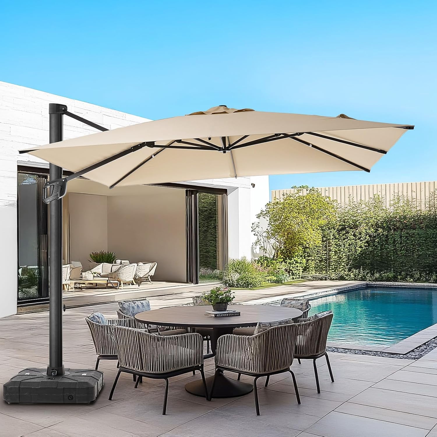 9X12FT Cantilever Patio Umbrella, Large Aluminum Rectangle Outdoor ...