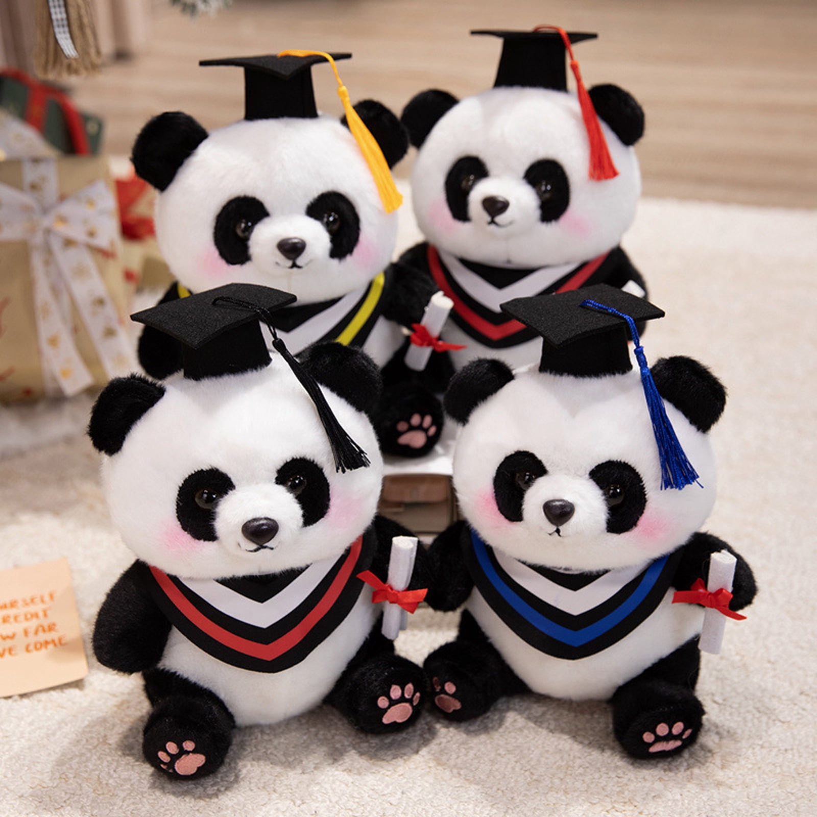 9X4 Inch Graduation Plush Panda Stuffed Animal Cute Graduation Gift for Graduation Cap Decorations Keepsake Single Pack