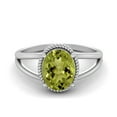 thumbnail image 1 of 9X7MM Oval Peridot 925 Sterling Silver Solitaire Split Shank Valentines Day Gifts Ring, 1 of 3