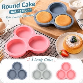 9X9 Inch Silicone Bakeware, Silicone Cake Pan, Round Baking Pan, Breakfast Sandwich Mold, Deep Gray 3-Cavity Design for Homemade Treats, Making, Candle Making, Grade Reusable