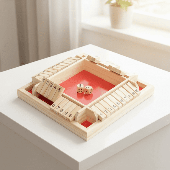 9X9X1In Shut The Box Dice Game 4 Players Classic Board Game Family Pub Math Game in Red for Adults and Party Entertainment