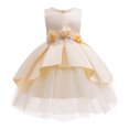 thumbnail image 1 of 9Y Big Girls Dress Big Girls Princess Dress Party Dress 10Y Girls Sleeveless Tulle Dress Yellow, 1 of 6