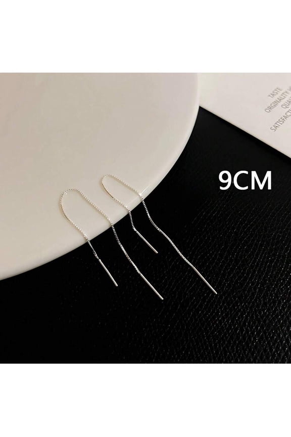 9cm Long Chain Dangle Ear Cuff Earrings Silvertone For Women